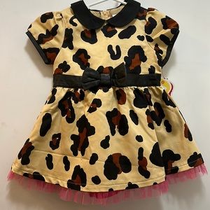 NEW Harajuku dress leopard spots hot pink trim size 18 months